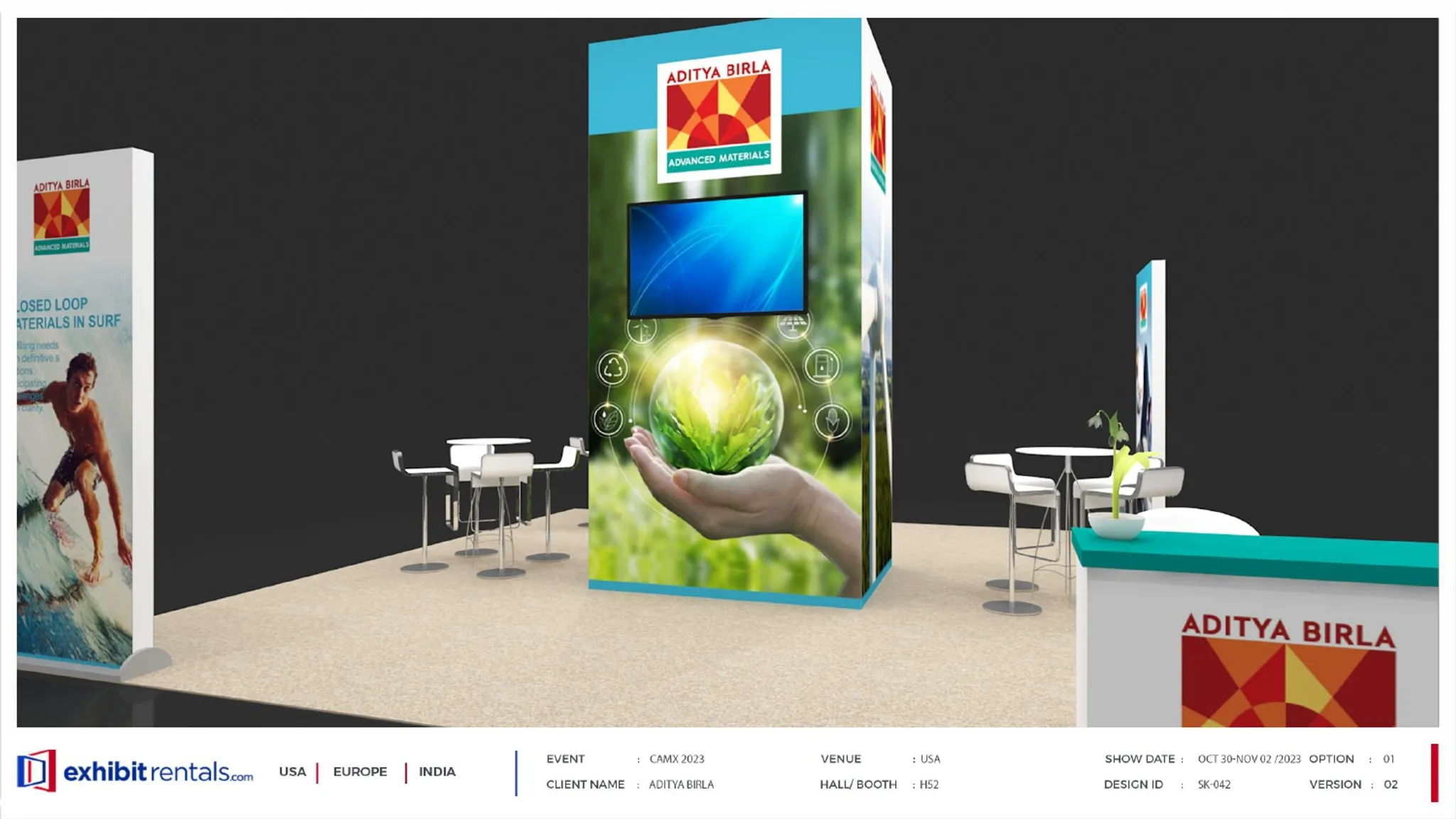 20x20 Island booth design by Exhibit-Rentals